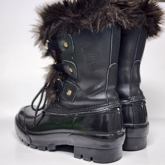 Hunter Cathie leather/rubber fur lined boots sz 6 - Picture 2 of 9